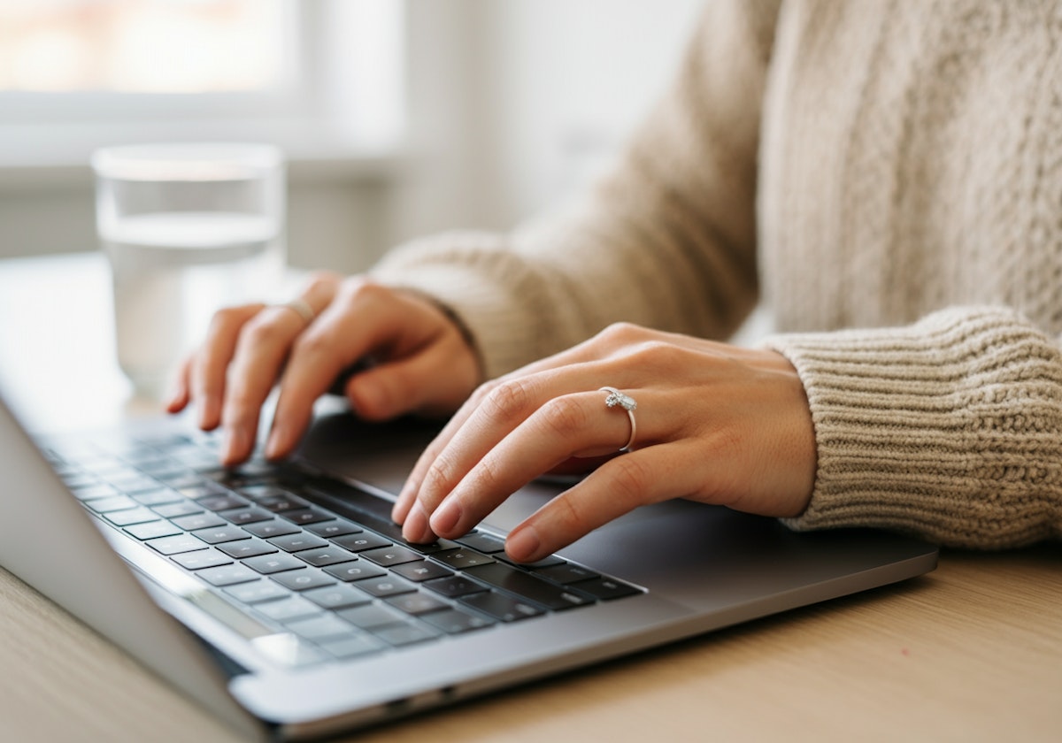 Close-up of Hands Typing on Laptop